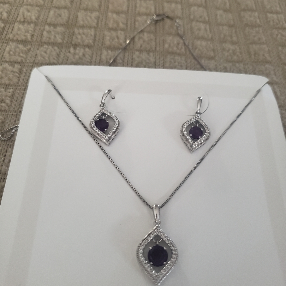Amethyst Sterling Silver Fine Jewelry Set